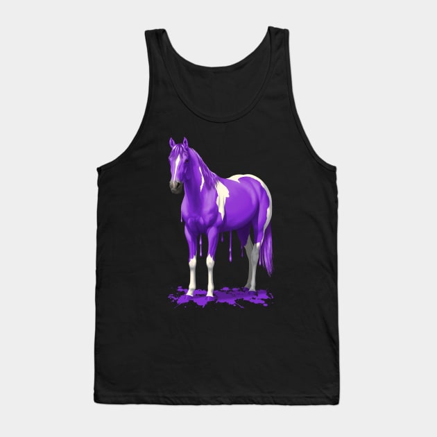 Funny Purple Pinto Dripping Wet Paint Horse Tank Top by csforest